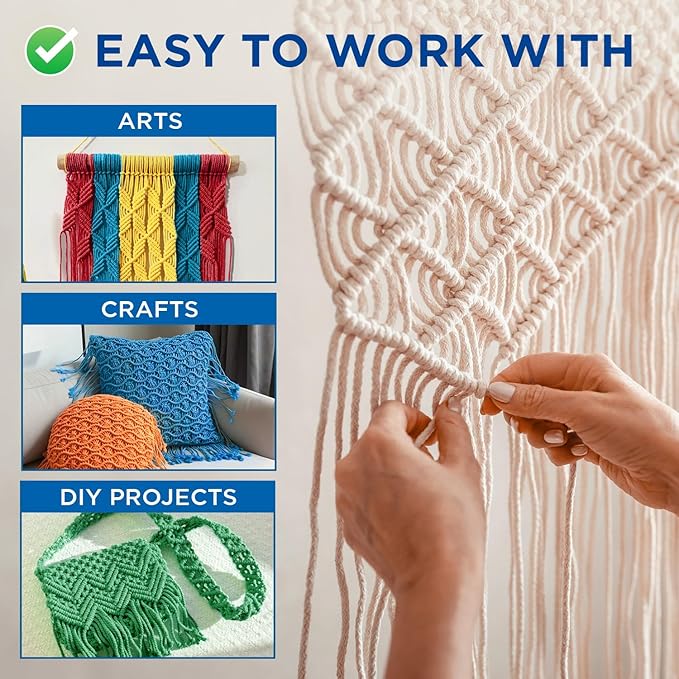 TECEUM Cotton Rope 3/16” (5 mm) – 100 FT – Strong All-Purpose Braided Rope – Natural Cotton – for Crafting, Сamping, Clothes Line, DIY, Indoor & Outdoor Use – Red