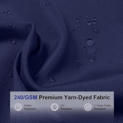 PURPLE LEAF 9' X 12' Double Top Deluxe Solar Powered LED Rectangle Patio Umbrella Offset Hanging Umbrella Outdoor Market Umbrella Garden Umbrella,Navy Blue