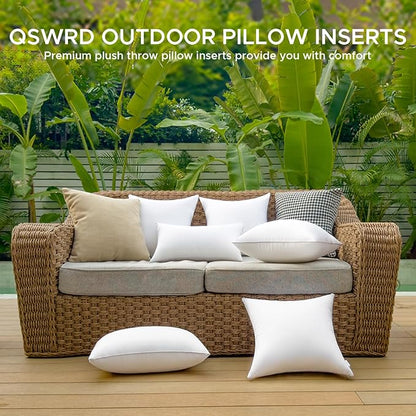 22 x 22 Outdoor Pillow Insert Pack of 2 Patio Furniture Pillows Cushion Waterproof Square Throw Pillow Inserts Decorative Couch Pillow Inserts White Sofa Sham Cushion Stuffer