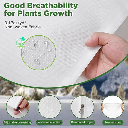 IPOW 2PCS Plant Covers for Winter 3.17oz/yd² Thicken Plant Covers Freeze Protection, Reusable Tree Frost Protection Covers Shrub Jacket Bag with Zipper &Drawstring for Outdoor Plants(39.4'' x 47.3")