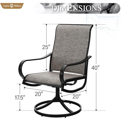 Sophia & William Patio Chairs Patio Dining Chairs Set of 4 Swivel Patio Chairs Textilene High Back Support 300lbs for Lawn Garden Backyard Weather Resistant-Black Metal Frame