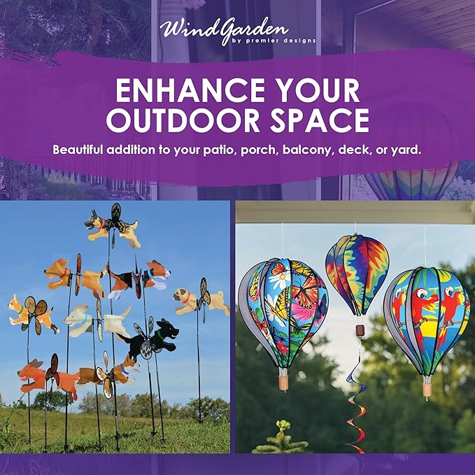 Premier Kites Petite Spinner Beagle – Whimsical Wind Spinner for Yard & Garden, Durable Weather-Resistant Fabric, Easy to Assemble, Outdoor Decor for Patios, Lawns, & Fairy Lovers