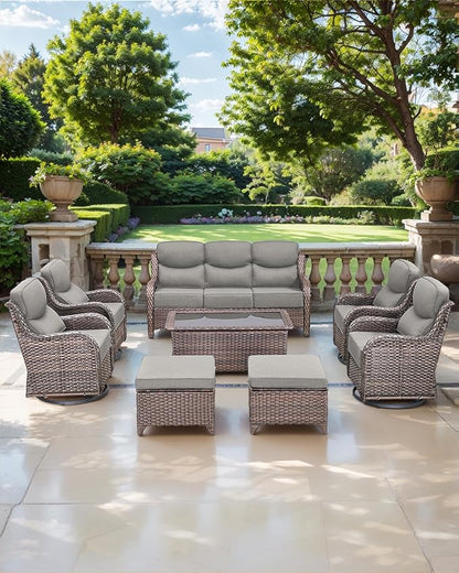 Luxury 24x24x6 Inch Smile Patio Dining Chair Cushions Set of 4 - Heavy Duty Water Slashproof Outdoor Seat Cushion for Outside Furniture Swivel Chairs Loveseat L-Shape Sofa - Grey