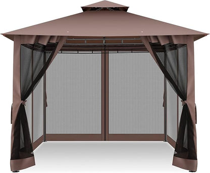 COBIZI Gazebo with Improved Cold-Proof Nettings Winter Gazebos on Clearance Heavy Duty Gazebo Double Roof with Metal Frame Gazebo Tent for Patio, Deck (Frame Thickened)