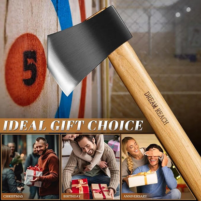 Dream Reach Throwing Axe Set - 2 PCS Professional Hatchets with Wooden Handle, 20.5" Hand Forged Throwing Game Axes for Backyard, Competition