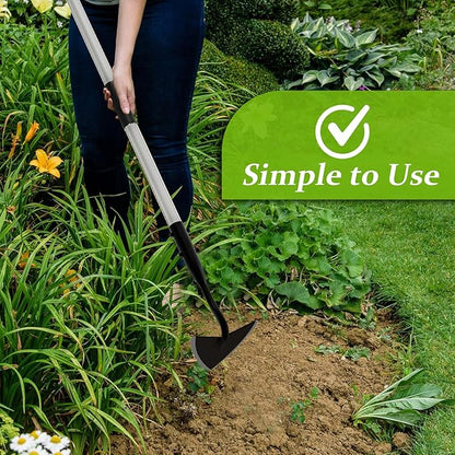 Warren Hoe Garden Tool, Heavy Duty Garden Hoes for Weeding Long Handle, Easy Stand Up Triangle Weeder Tool for Garden, 35-66 inch Adjustable Gardening Hoe for Weed, Trench, Loosen Soil, Landscape