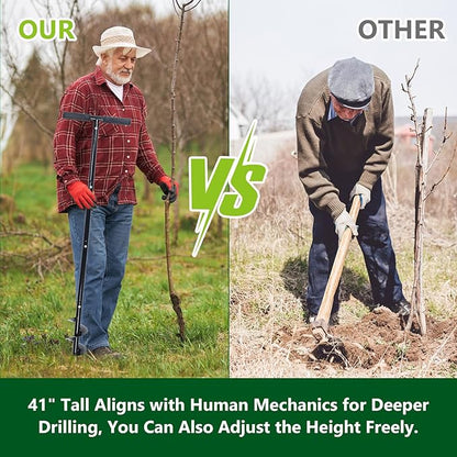 Post Hole Digger Manual 6" x 41" Garden Auger Spiral Drill with T Shaped Handle for Digging Planting Bulb Bedding