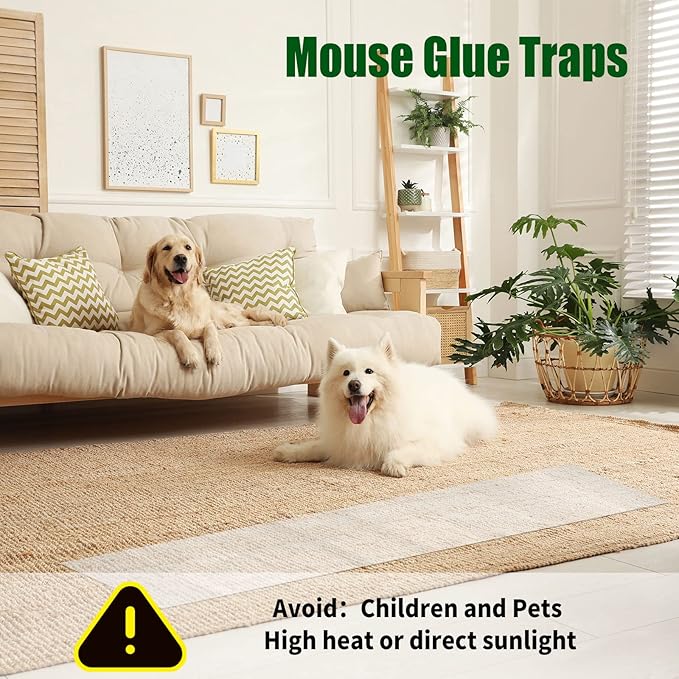 Qualirey 8 Pcs 47 Inch Ultra Large Sticky Mouse Glue Traps Sticky Rat Trap That Work for Rats Roaches Rodents Heavy Duty Pre Baited Mats Indoor Outdoor Catch Pest (Clear)