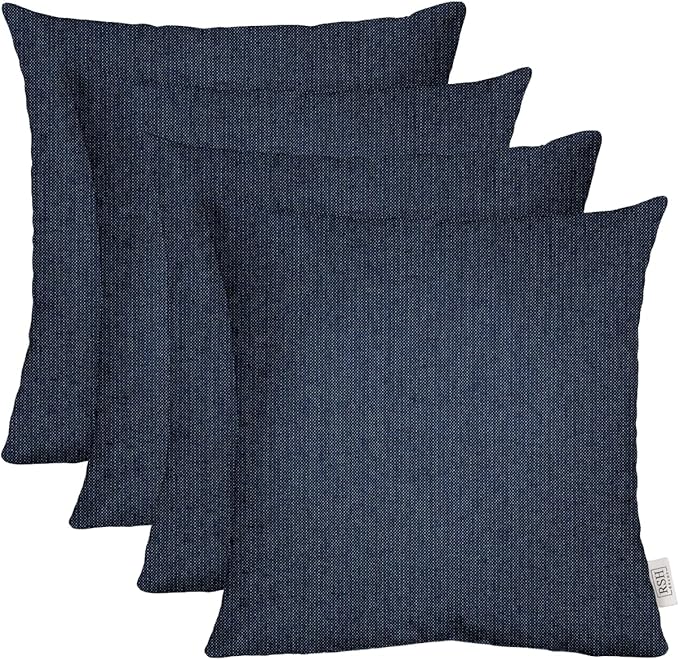 RSH DECOR: Sunbrella Square Throw Pillows Set of 4 | 20" x 20" | Water and Fade-Resistant Performance Fabric | Outdoor Pillow Covers with Down-Alternative Inserts | Made in USA (Spectrum Indigo)