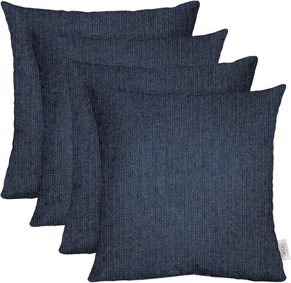 RSH DECOR: Sunbrella Square Throw Pillows Set of 4 | 24" x 24" | Water and Fade-Resistant Performance Fabric | Outdoor Pillow Covers with Down-Alternative Inserts | Made in USA (Spectrum Indigo)