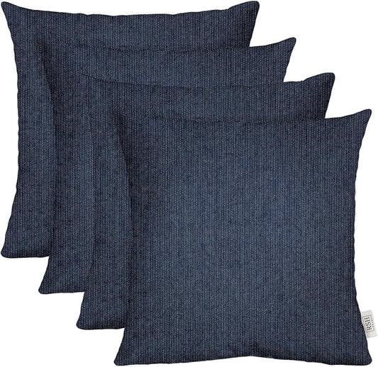 RSH DECOR: Sunbrella Square Throw Pillows Set of 4 | 17" x 17" | Water and Fade-Resistant Performance Fabric | Outdoor Pillow Covers with Down-Alternative Inserts | Made in USA (Spectrun Indigo)