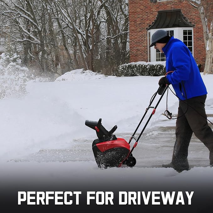 PowerSmart 18" Corded Snow Blower, Electric Snow Thrower with 15-Amp Motor, 2200 RPM, 30' Throwing Distance DB7517