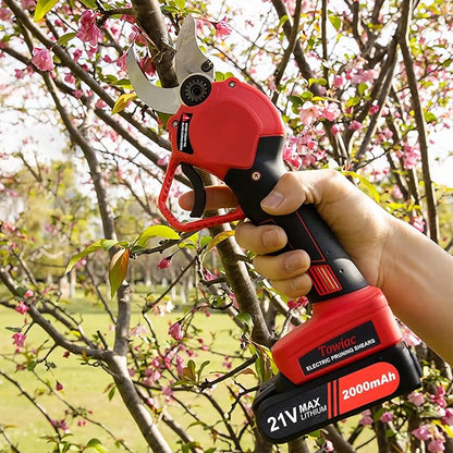 Electric Pruning Shears，Professional Cordless Tree Branch Pruner with 2PCS Lithium Battery and Matching Tools，30mm (1.2″) Cutting Diameter