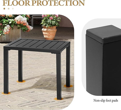 Crestlive Products Outdoor Side Table,Aluminum Rectangular Side/End Table, Small Patio Coffee Bistro Table for Outdoor Indoor (Black)