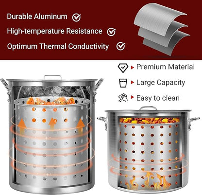 OT1802 Seafood Boil Kit, Featuring a Propane Burner, Propane Regulator, and a 80QT Pot with Basket, Built for Heavy-Duty Outdoor Use
