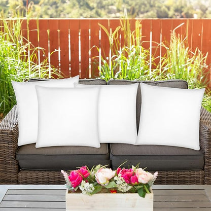 Covers & All Premium Rectangle ThrowPillow Inserts with Covers Set of 4, 16 x 24 Inches White, Decorative Cushions for Couch Sofa Home Decor Office Travel UV Resistant Waterproof Soft Cushions Pillows