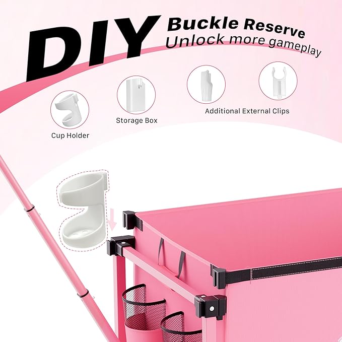 Collapsible Wagon Cart with Wheels, 150L Lightweight Foldable Utility Cart, Portable Rolling Wagon for Garden, Shopping, Sports, Camping, Transport, Pink