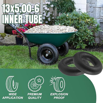 13x5.00-6 Inner Tubes with Straight Valve Stem(2 Pack) - Heavy Duty 5.00-6 Replacement Tire Tubes for Razor Dirt Quad, Lawn Mowers, ATVs, Dirt Bikes