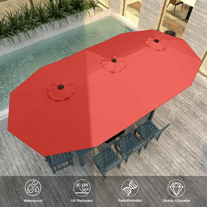 13FT Double Sided Patio Umbrella with LED Lighted