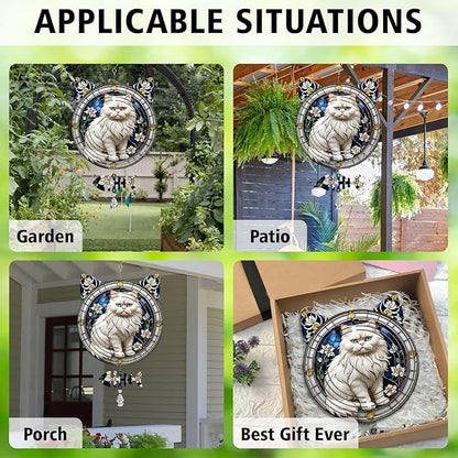 Persian Cat Wind Spinner, Persian Cat Wind Spinner Hanging for Yard and Garden