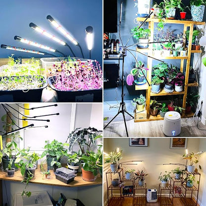 Wolezek Grow Lights for Indoor Plants, 2 Pack Full Spectrum Plant Light with Adjustable Stand, 5-Head LED Grow Light with Auto 6/12/16H Timer, 5 Brightness Levels, Ideal for Large & Tall Plants