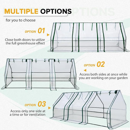 EAGLE PEAK Tunnel Greenhouse Garden Green House with Roll-Up Zipper Doors, Portable 96"x36"x36", Bubble Film Cover, White