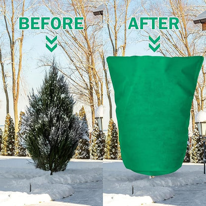 2 Pcs Plant Covers Freeze Protection Extra Large Frost Cloth Plant Covers with Zipper Drawstring Winter Cold Weather Frost Blankets for Outdoor Palm Fruit Tree and Shrubs (10 x 10 ft,Green)