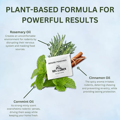 Extra-Strength Mouse Repellent Pouches with Cinnamon/Cornmint Oils, (30 Pouches) Natural Rodent Repellent, Indoor & Outdoor Mice Repellent, Safe for Pets and Kids