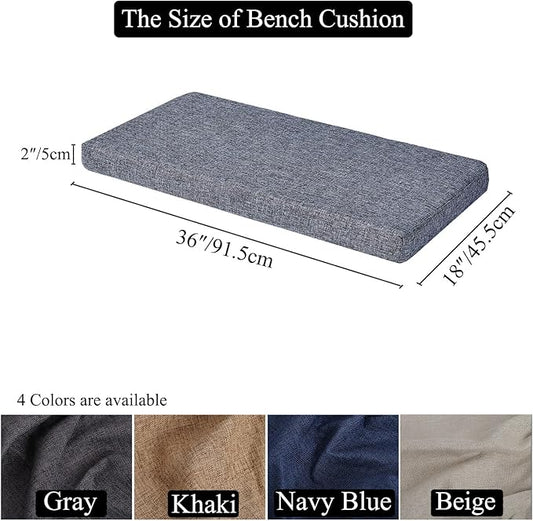 36 x 18 Inch Piano Bench Cushions for Indoor Furniture with Ties Non Slip Kitchen Dining Room Bench seat Cushion for Shoe Storage Ottoman Window Settee Pad, Navy Blue