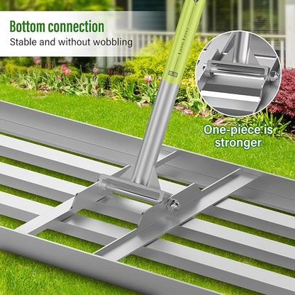 Lawn Leveling Rake,48x12 inch Heavy-Duty Galvanized Steel Landscape Rake with an Adjustable 78'' Extra Long Handle Lawn Leveling Tool for Yard,Backyard,Garden,Golf,Farm,Pasture