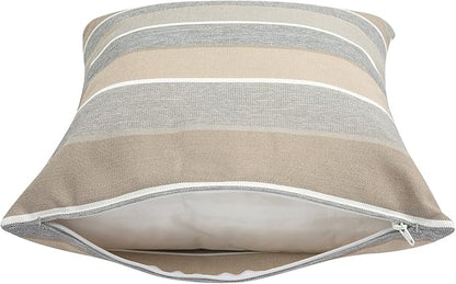 Outdoor Throw Pillows Water Resistant 18x18 inch,Decorative Throw Pillow with Insert Set of 2,Hidden Zipper Headrests for Patio Furniture Sofa Couch Chair(Gray Stripe)