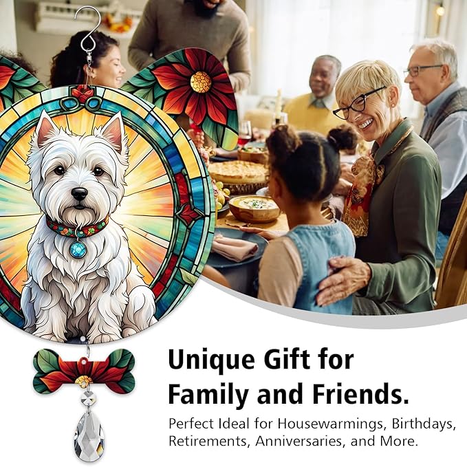 West Highland White Terrier Dog Ears Wind Spinner, West Highland White Terrier Wind Spinner Hanging for Yard and Garden V02