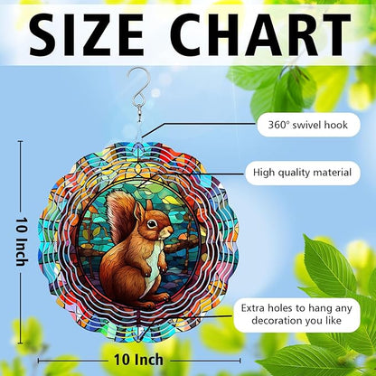 Squirrel Yard and Garden Wind Spinner, Unique 3D Hanging Squirrel Wind Spinner