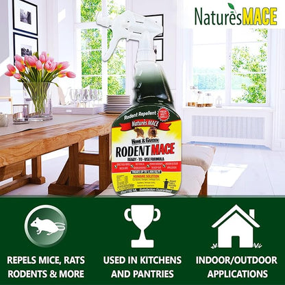 Nature’s MACE Rodent Repellent 40oz Concentrate, Covers 16,800 Sq. Ft.,Repel Mice & Rats, Keep Mice, Rats & Rodents Out of Home, Garage, Attic, and Crawl Space, Safe to Use Around Cildren & Pets