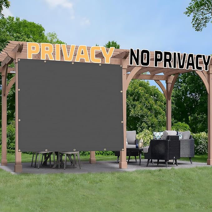 SUNNY GUARD Shade Cloth Custom Size 6x20 FT Sun Shade Screen Fabric Shade Cover Tarp with Grommets for Pergola Backyard Garden, Dark Grey(We Customized)