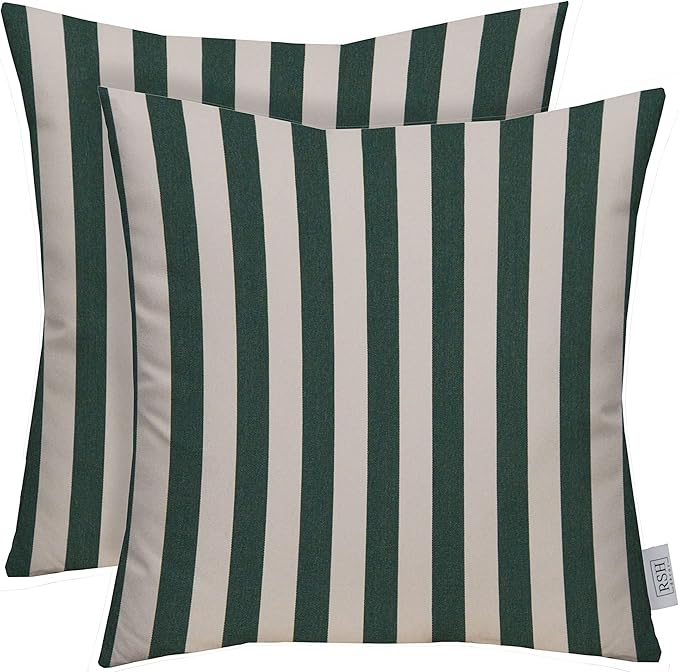 RSH DECOR: Sunbrella Square Throw Pillows Set of 2 | 20" x 20" | Water and Fade-Resistant Performance Fabric | Outdoor Pillow Covers with Down-Alternative Inserts | Mason Forest Green