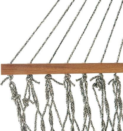 Original Pawleys Island Large Green DuraCord Rope Hammock – 13 ft. x 55 in., 2-Person, 450 lb Capacity, Oak Spreader Bar, Zinc-Plated Hardware, Handcrafted in The USA