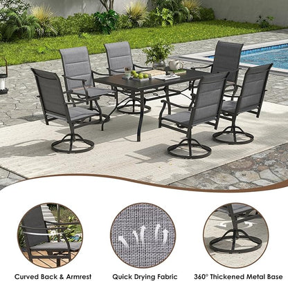 Soohow Patio Dining Chairs Set of 4, Swivel Outdoor Patio Chair with Paded Textilene Fabric, All Weather Outdoor Seats Ergonomic Comfort, Perfect Seats for Backyard, Balcony, and Garden
