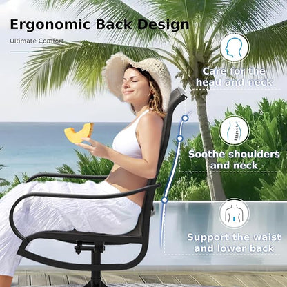 MFSTUDIO Outdoor Swivel Patio Chairs Set of 8, Patio Dining Chairs with Breathable Textilene Fabric & Metal Frame, Weather-Resistant Outdoor Furniture Chairs for Deck, Yard, Lawn, Garden