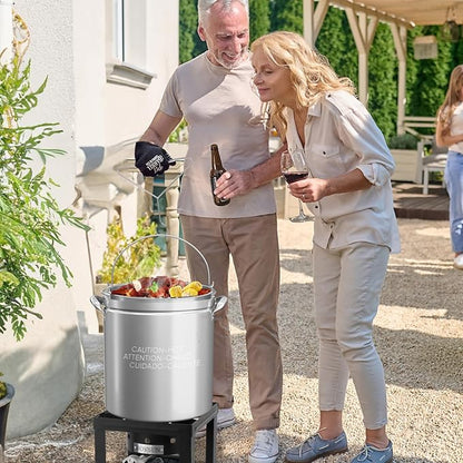Bonnlo 36QT Turkey Fryer Pot with Steamer Basket, Lid & Lifting Hook, Stainless Steel Seafood Boil-Pot for Lobster, Crab & Shrimp, Heavy-Duty Deep Stockpot for Outdoor Boiling, Cooking & Frying