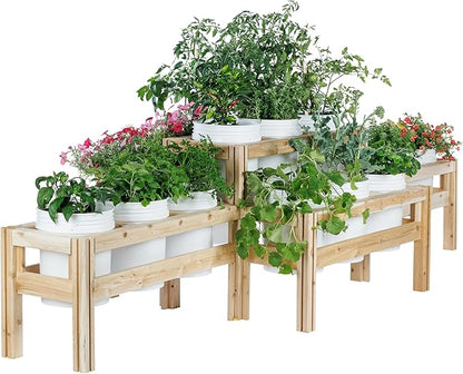 Greenes Fence Two-Tiers Fifteen Bucket Elevated Cedar Wood Garden Frame, 125 in. x 43 in. x 30 in. - Made in USA with North American Cedar