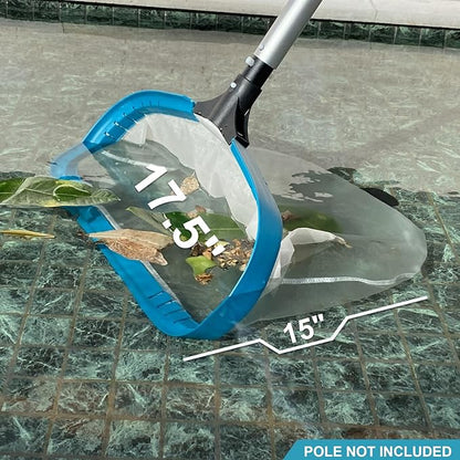 POOLWHALE 17.5" Heavy Duty Ultra Fine Mesh Pool Pollen & Sand Skimmer Rake, Aluminum Frame Deep Nylon Net, Pool Net for Above Ground & In-ground Swimming Pools (No Pole)
