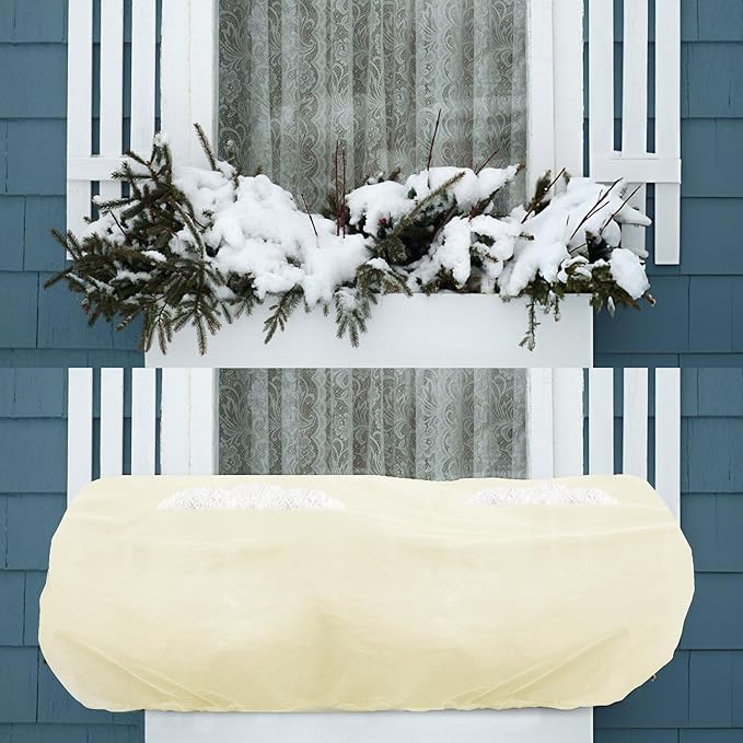 Bonviee 2 Packs Plant Covers Freeze Protection- Large Tree Covers Frost Protection Blankets for Plants, Reusable Shrub Jakets Covers for Winter, with Drawstring (43.3x17.7x15.7INCH /2 Pack)