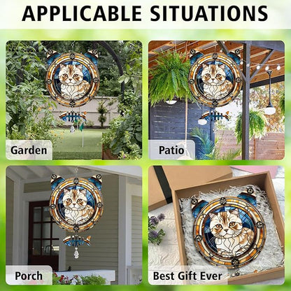 Scottish Cat Wind Spinner, Scottish Cat Wind Spinner Hanging for Yard and Garden