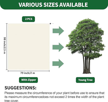 2 Packs Plant Covers Freeze Protection Jacket, 79" x 98", 2.2 oz Thick Frost Blankets for Outdoor Garden Plant Tree in Winter Cold Weather, Heavy Duty Reusable Frost Cloth Bags with Zipper Drawstring