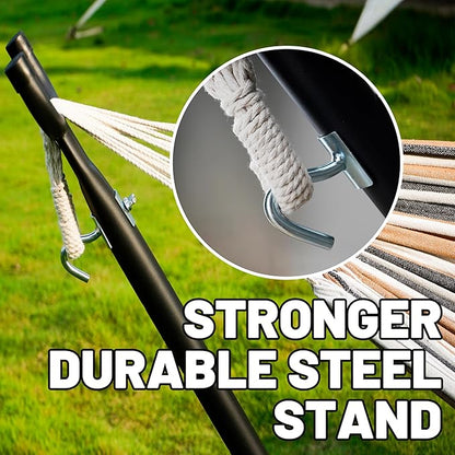 Hammock with Heavy-Duty Steel Stand for Outside，Hammocks 450 Lb Capacity，Portable Hammock，2 People Standing Hammocks，Suitable for Beach，Backyard, Gardens, Patio, Bedroom，100 * 40 * 38 Inch (Coffee)