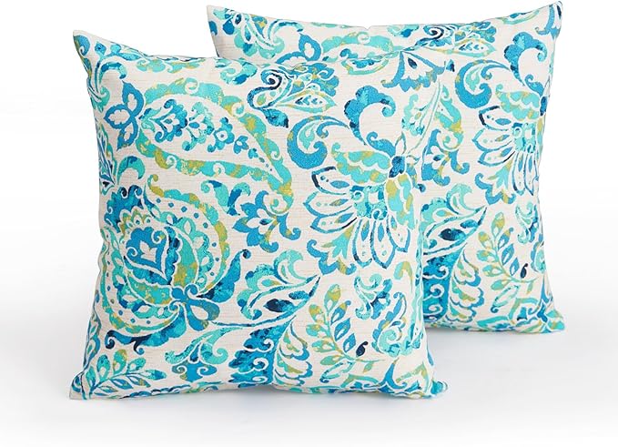 Outdoor Throw Pillows Waterproof Covers 2 Pack 16×16 Inch, Decorative Toss Pillows Covers, Rain-Proof, Fade Resistant for Patio Furniture, Sofa, Couch, Garden