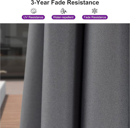 PURPLE LEAF 8' X 8' Patio Umbrella with Base for Pool 7' High Offset Outdoor Cantilever Umbrella Swimming Pool Umbrella with 360°Rotation for Poolside Light Grey