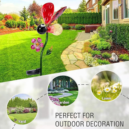 Decorative Solar Lights Outdoor Solar Ladybug Stake Lights Metal Decorative Garden Lights Outdoor Waterproof Stakes for Pathway Yard Lawn Decoration Mothers Day Mom Gifts