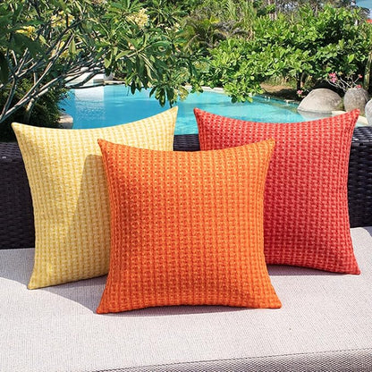 Kevin Textile Outdoor Waterproof Throw Pillow Covers Pack of 2 Farmhouse Decorative Cushion Covers for Garden Patio Tent Balcony Bench Couch Sofa 22x22 Inch, Red